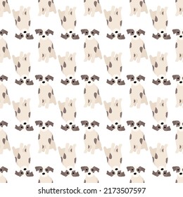 Cute dogs Jack Russell Terrier. Fanny animals . Vector hand drawn seamless pattern. Perfect for baby, kids apparel, print design, textile. White background.