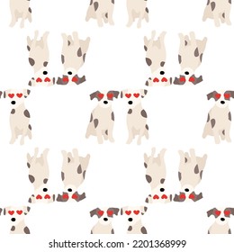 Cute dogs Jack Russell Terrier. Fanny animals . Vector hand drawn seamless pattern. Perfect for baby, kids apparel, print design, textile. White background.