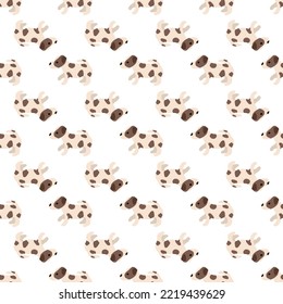 Cute dogs Jack Russell Terrier. Fanny animals . Vector hand drawn seamless pattern. Perfect for baby, kids apparel, print design, textile. White background.