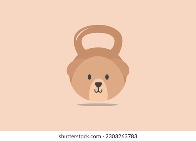 Cute Dogs Kettle Bell Fitness GYM Logo design template element vector