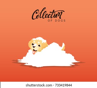 Cute dogs labrador and golden retriever. Flat animal cartoon character.