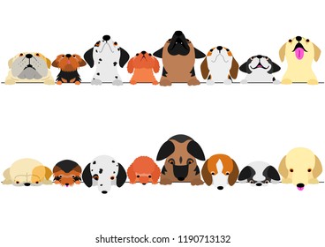 cute dogs looking up and down border set