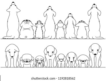 cute dogs looking up and down border set