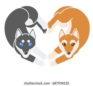 Cute dogs on white background. Vector hand drawn illustration for pet shop or veterinary clinic  