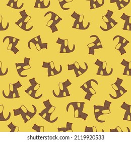 Perros cortos en el vector de fondo amarillo sin soldadura
