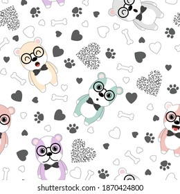 Cute Dogs pattern, different dogs seamless wallpaper. eps 10 vector.