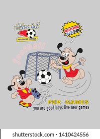 cute dogs playing football design print