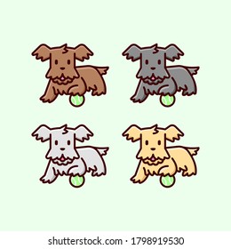 CUTE DOGS PLAYS WITH A BALL IN DIFFERENT COLOR ILLUSTRATION