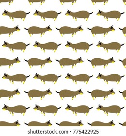 Cute dogs seamless pattern. Background with pets character in doodle simple style. Vector illustration for fabric, textile, wrapping, other surfaces