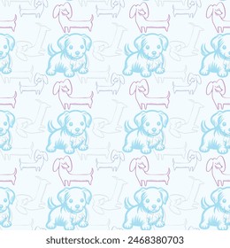 Cute Dogs Seamless Vector Pattern Design