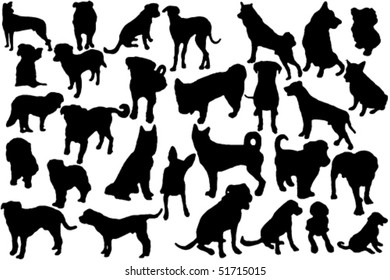 cute dogs silhouette set