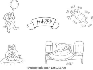 Cute dogs. Vector illustration.