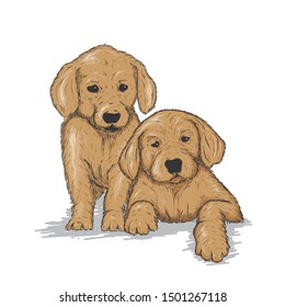 Cute dogs vector illustration on white background