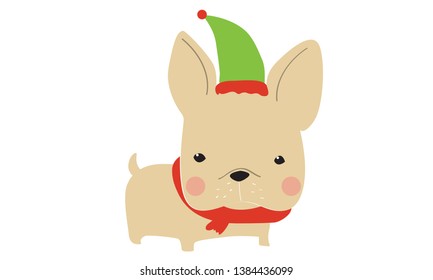 Cute dogs wearing Santa Claus hat vector