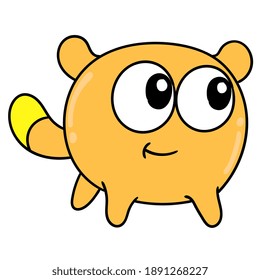 cute dog-shaped creature with a happy smiling face, character cute doodle draw. vector illustration