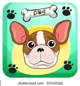 Cute dogwith paws designon background	 illustration