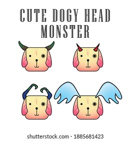 cute dogy head monster collection