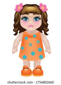 
cute doll girl vector illustration