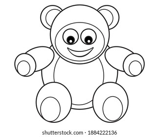 cute doll outline vector illustration,isolated on white background, top view
