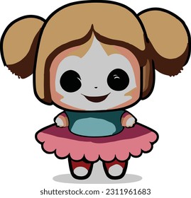 a cute doll smile no gradient clour vector art .eps files