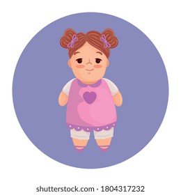 cute doll toy, on round frame vector illustration design