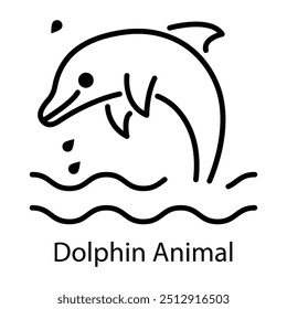 Cute dolphin animal line style icon 