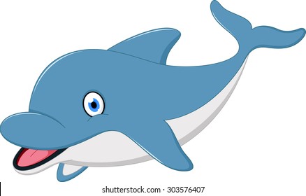 Cute Dolphin Cartoon Stock Vector (Royalty Free) 303576407 | Shutterstock