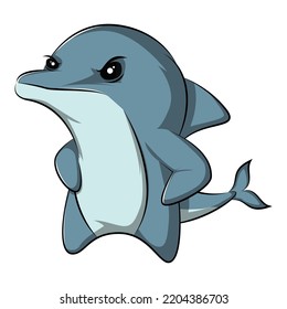 cute dolphin cartoon character. animal vector design suitable with sticker, t-shirt, etc.