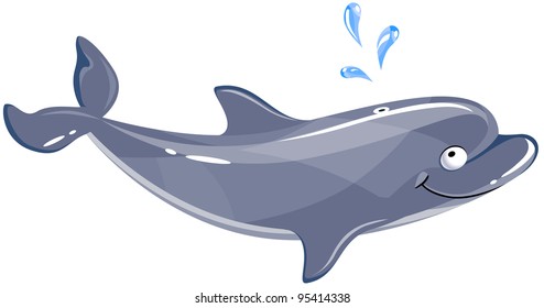 Cute Dolphin Cartoon Character (drops are in the separate layer)