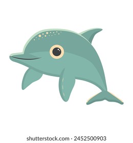 Cute dolphin. Cartoon character. Sea animal isolated on white background.