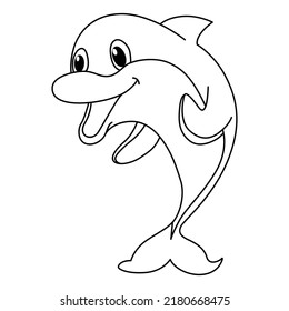 Cute dolphin cartoon coloring page illustration vector. For kids coloring book.