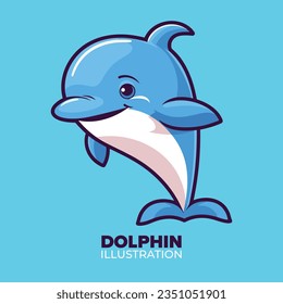 Ilustración del Icono de la caricatura de delfines mullidos: Estilo vectorial plano para afiches, tarjetas, decoraciones, impresiones