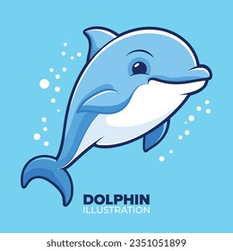 Icono de dibujos animados de delfines mullidos: Perfecto para afiches, tarjetas, decoración, impresión, más