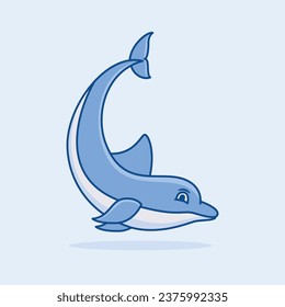 Cute Dolphin cartoon illustration, Cute Sea Animal Cartoon