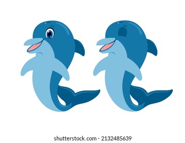 Cute dolphin cartoon illustration. Vector for animation