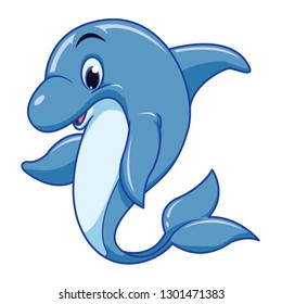 Cute dolphin cartoon isolated on white background. Vector illustration