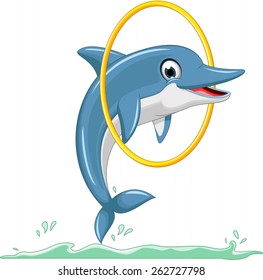 Cute dolphin cartoon jumping