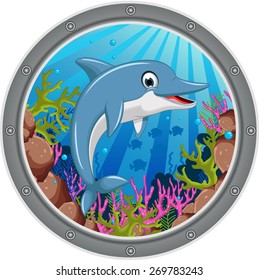 cute dolphin cartoon jumping
