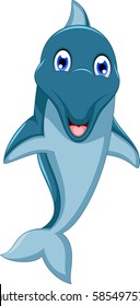 cute dolphin cartoon jumping