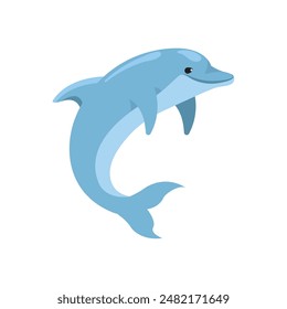 cute dolphin cartoon jumping isolated