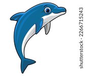 Cute dolphin cartoon jumping on white background