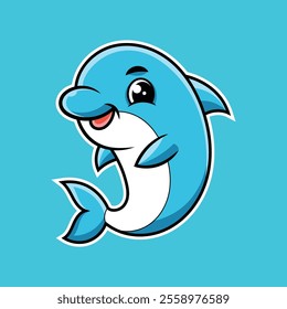 Cute Dolphin Cartoon Mascot Illustration Design