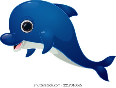 Cute dolphin cartoon on white background