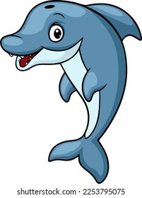 Cute dolphin cartoon on white background