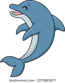 Cute dolphin cartoon on white background