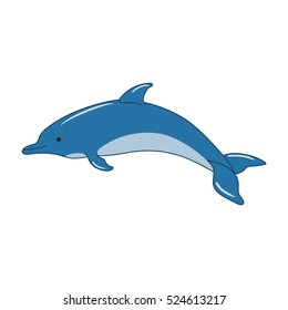 Cute dolphin cartoon on white background vector illustration