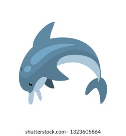 Cute Dolphin Cartoon Sea Animal Jumping Vector Illustration