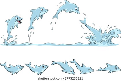 Cute Dolphin Cartoon Set