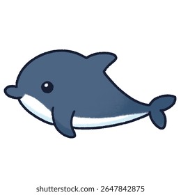 Cute dolphin cartoon in a simple and friendly style. Perfect for sea life illustrations, children’s books, educational materials, or beach-themed designs.