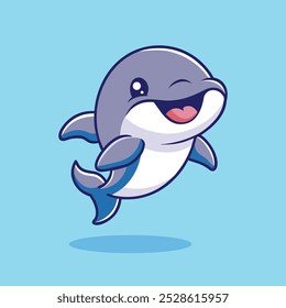 Cute Dolphin Cartoon Vector Icon Illustration.